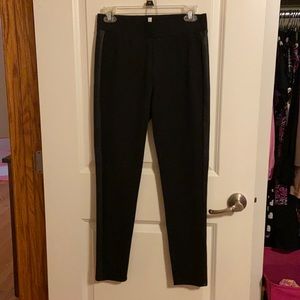 BCBG Black Leggings with Faux Leather on sides